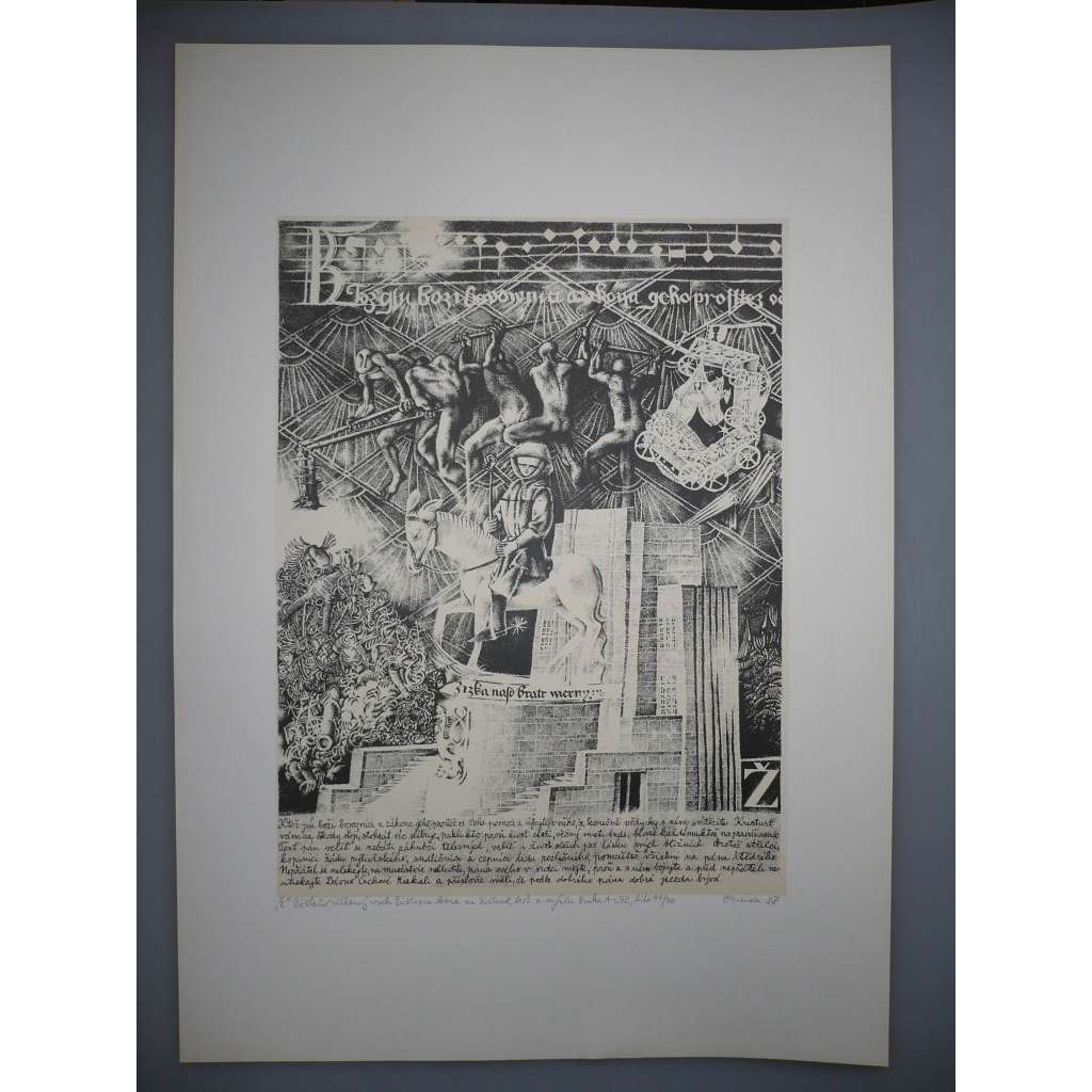 Lumír Čmerda (1930 - 2021) - Žižkova hora - Z cyklu Praha A - litografie 1988, grafika, signováno