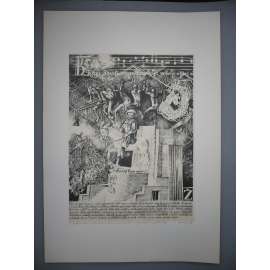 Lumír Čmerda (1930 - 2021) - Žižkova hora - Z cyklu Praha A - litografie 1988, grafika, signováno