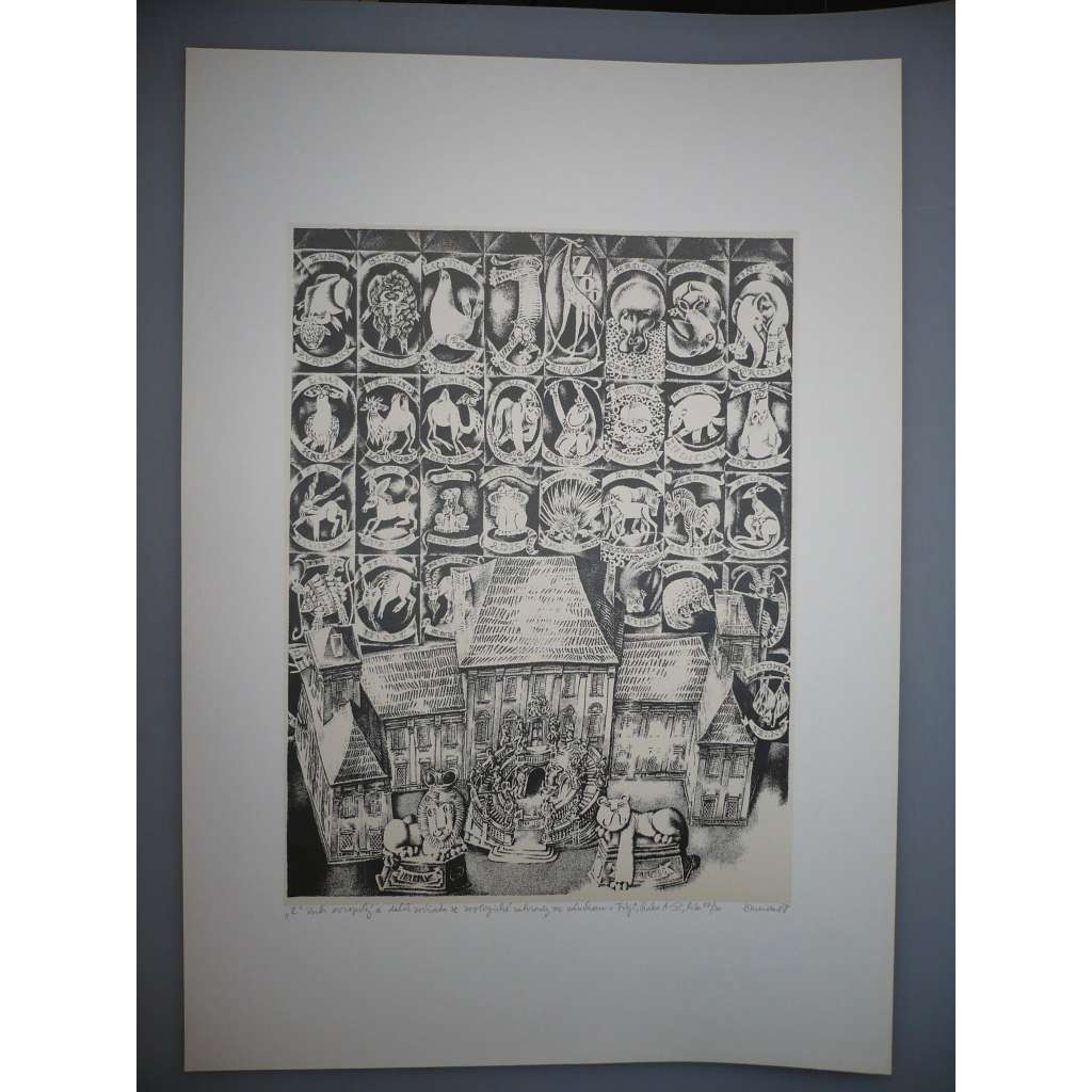 Lumír Čmerda (1930 - 2021) - Trója - Z cyklu Praha A - litografie 1988, grafika, signováno