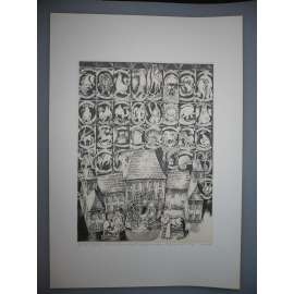 Lumír Čmerda (1930 - 2021) - Trója - Z cyklu Praha A - litografie 1988, grafika, signováno