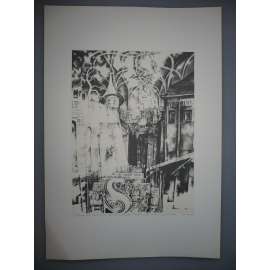 Lumír Čmerda (1930 - 2021) - Zámecké schody - Z cyklu Praha A - litografie 1988, grafika, signováno