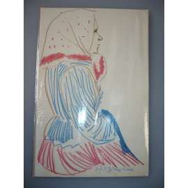 Vilma Vrbová (1905 - 1993) - Kotrbová selka - kresba - pastel 1973, grafika, signováno