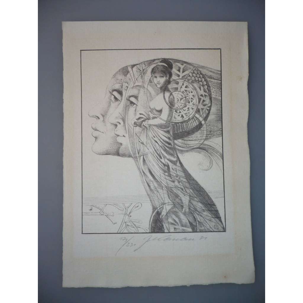 Jan Kavan (1947) - Tváře- Lept 1981, signovaná grafika