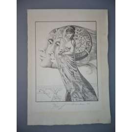 Jan Kavan (1947) - Tváře- Lept 1981, signovaná grafika