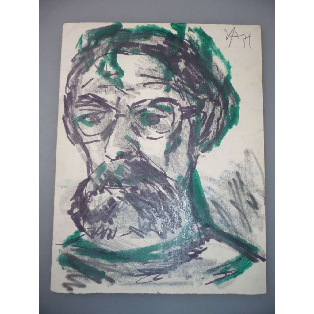 Václav Hejna (1914 - 1985) - Přítel - oboustranná kresba 1979, grafika, signováno