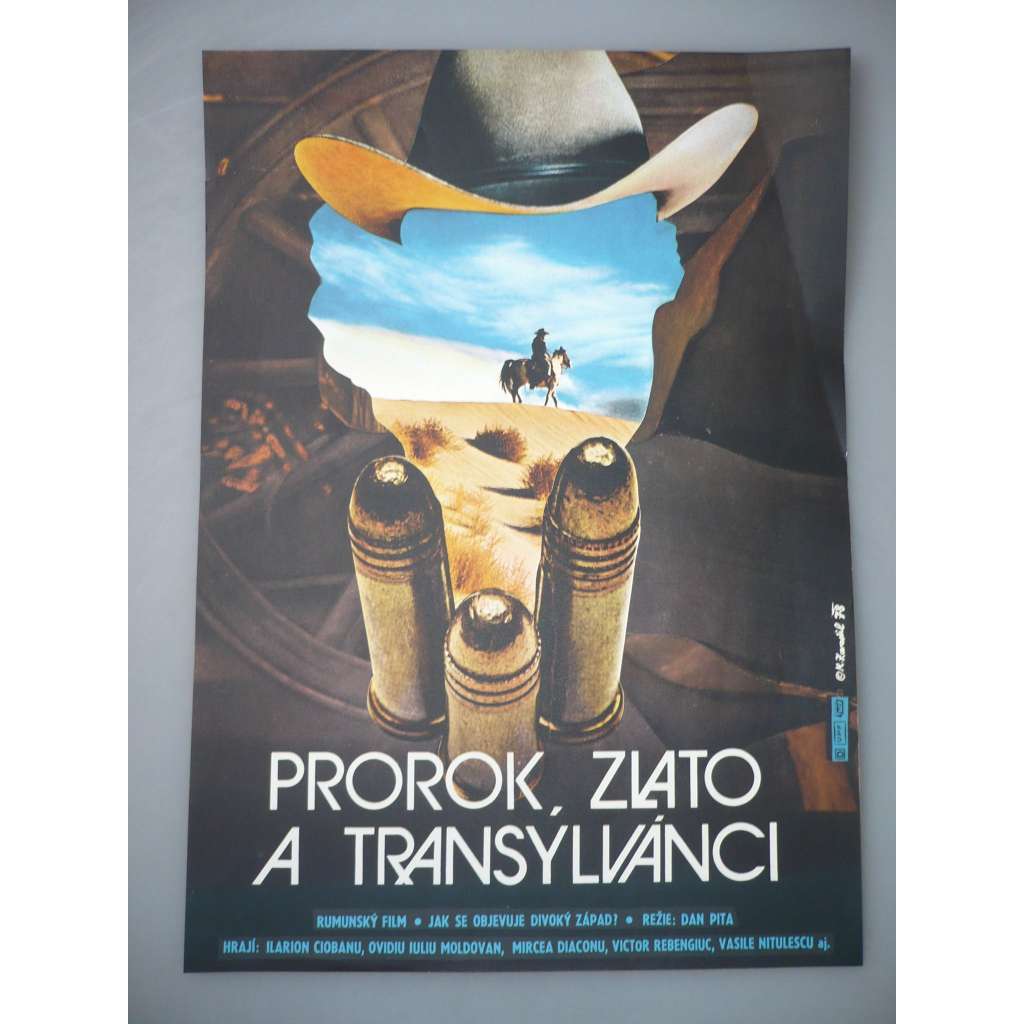 Prorok, zlato a transýlvánci (filmový plakát, autor Karel Zavadil *1946, film Rumunsko, režie Dan Pita)
