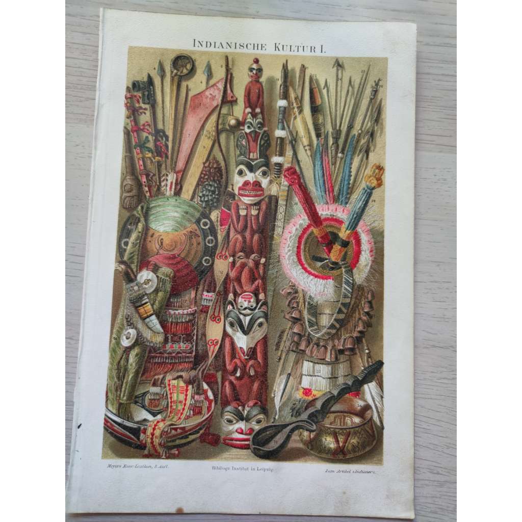 Indianische Kultur I. - Indiáni - litografie, grafika, nesignováno