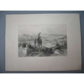 The Arsenal from Pera - Turecko, Istanbul - oceloryt cca 1850, grafika, nesignováno