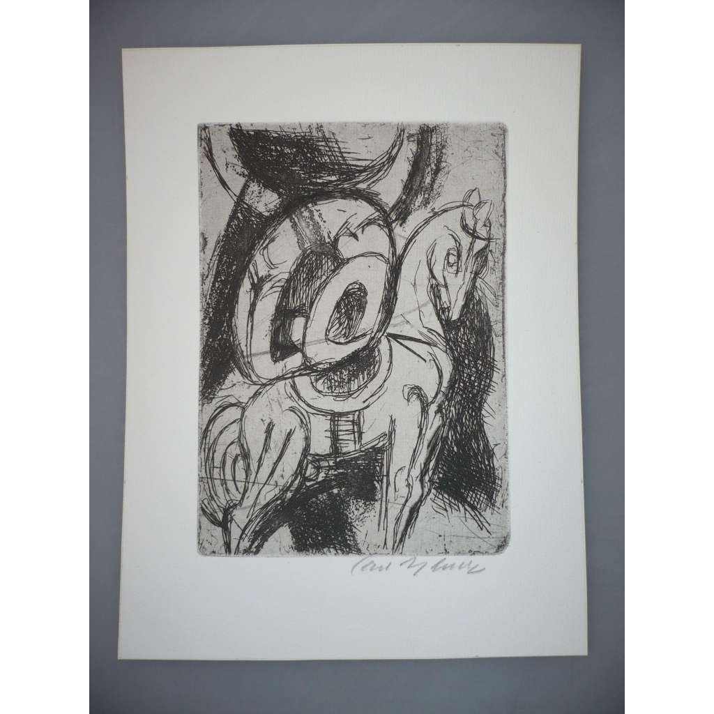 Jan Bauch (1898 - 1985) - Z cirkusu - lept, grafika, signováno