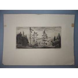 Jaroslav Lukavský (1912 - 1984) - Na kraji léta - lept 1943, grafika, signováno