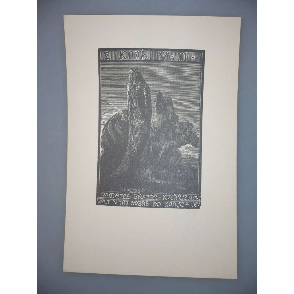 František Bílek (1872 - 1941) - EX LIBRIS - dřevoryt, grafika, signováno