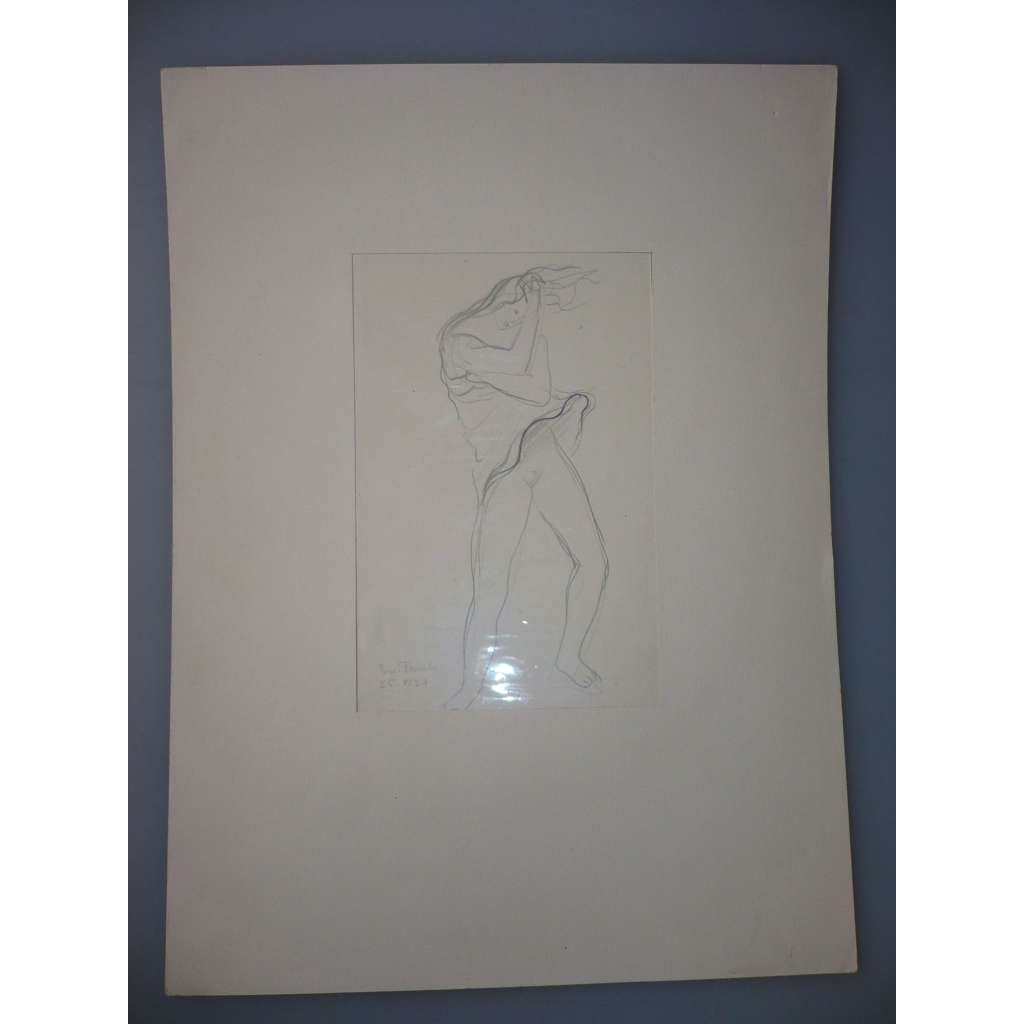 Emanuel Frinta (1896 - 1970) - Dívčí akt - kresba tužkou 25.6.1927, grafika, signováno