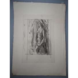 Karel Svolinský (1896 - 1986) - Dívka s růží - lept a suchá jehla, grafika, signováno