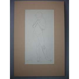 Hana Wichterlová (1903 - 1990) - Akt dívky - kresba tužkou 1921, grafika, signováno