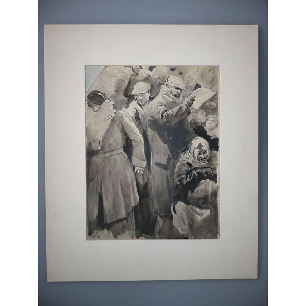 Vladimír Alexandr Hrstka (1850 - 1954) - Ilustrační kresba, tuš, grafika, signováno
