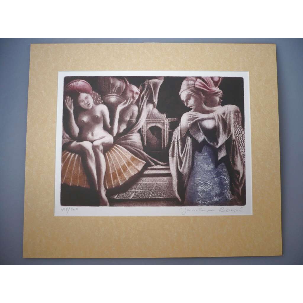 Jaroslava Pěšicová (1935 - 2015) - Ďáblovo pokušení - lept, grafika, signováno