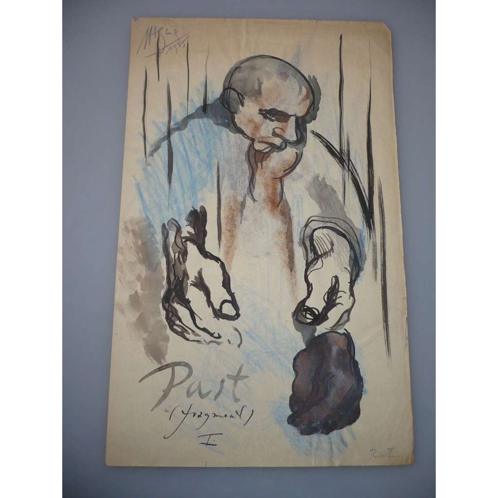 Václav Hejna (1914 - 1985) - Silný muži - akvarel 1935, grafika, signováno