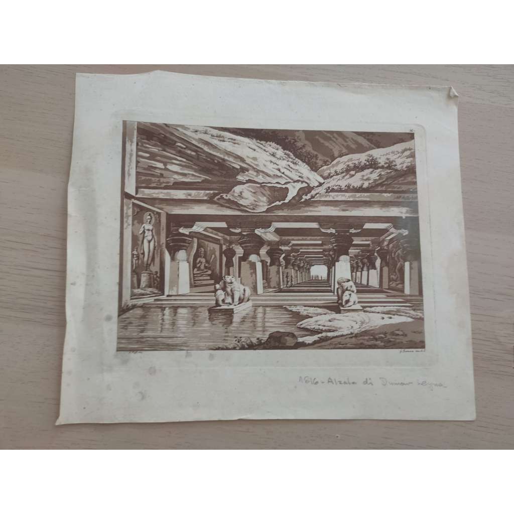 Gaetano Zancon (1790 - 1824) - Indie Caves of Ellora) - litografie, grafika, nesignováno