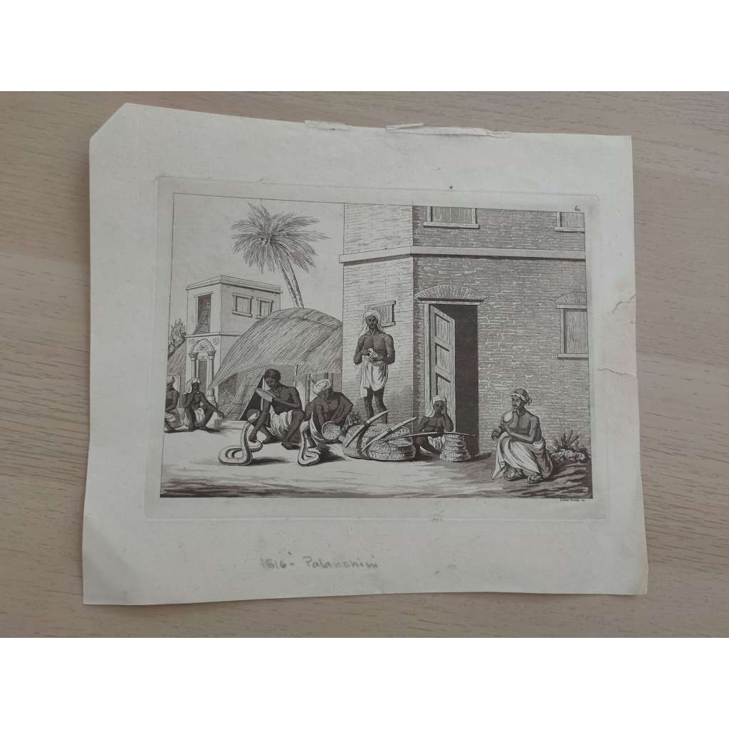 Domenico Klemi Bonatti (1794 - 1845) - Pouliční umělci - Indie - lept, grafika, nesignováno