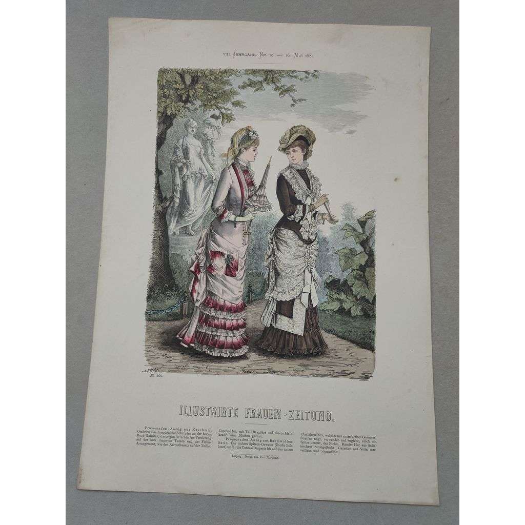 Biedermeier 1881 [móda, oblečení, ženy] - kolorovaná litografie cca 1850, grafika, nesignováno