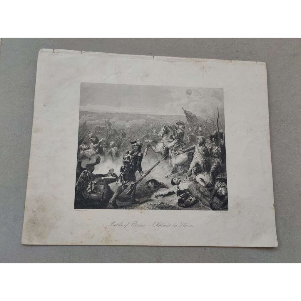 Jean Baptiste Mauzaisse - General Jourdan v bitvě U Fleurus (revoluční války, Francie) - rytina 1850, grafika, nesignováno