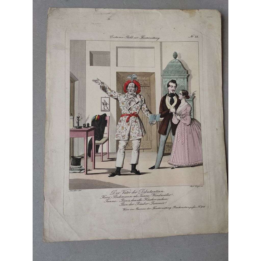 Johann Christian Schoeller (1782 - 1851) - Divadelní kostýmy, divadlo - litografie cca 1837, grafika, nesignováno