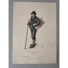 Krouhač zelí z Montafunu, Německo - kroje, móda, národopis - kolorovaná litografie cca 1880, grafika, nesignováno