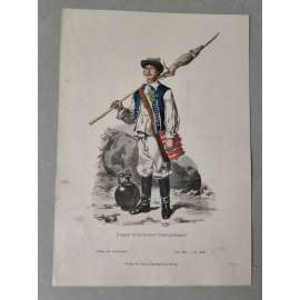 Mladý Chorvatský horal, Chorvatsko - kroje, móda, národopis - kolorovaná litografie cca 1880, grafika, nesignováno