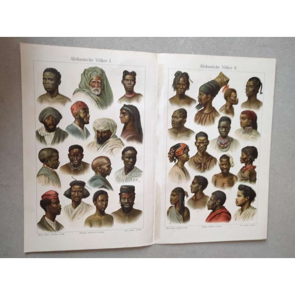 Africké národy, lidé, Afrika - chromolitografie cca 1880, grafika, nesignováno