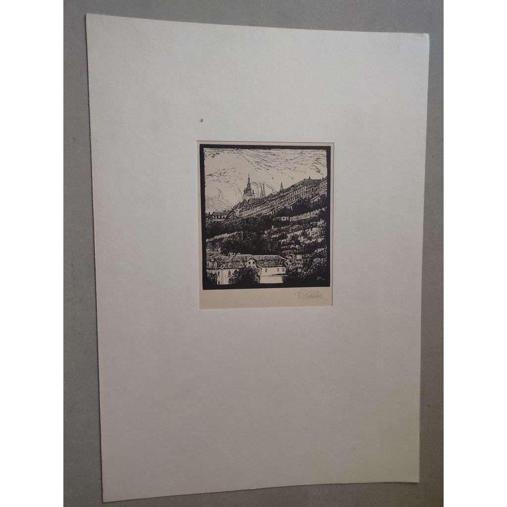 František Kobliha (1877 - 1962) - Pražský hrad (Praha) - dřevoryt, grafika, signováno