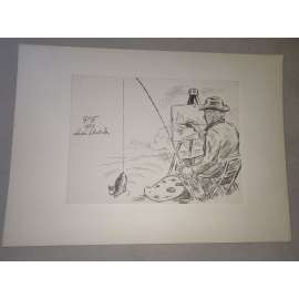 Ladislav (Láďa) Ehrlich (1886 - 1965) - Autoportrét - kresba tužkou 1957, grafika, signováno