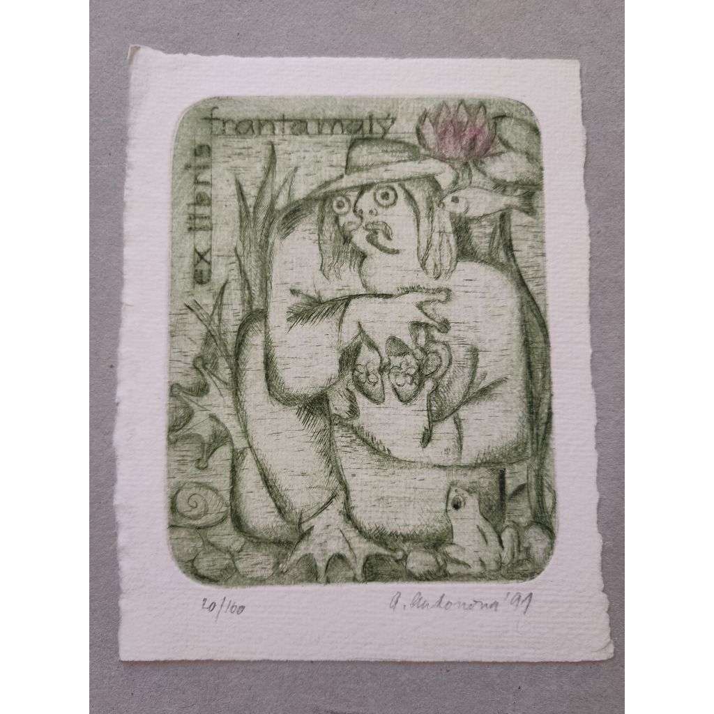 Alena Antonová - Kubistický vodník - suchá jehla 1991, grafika, signováno