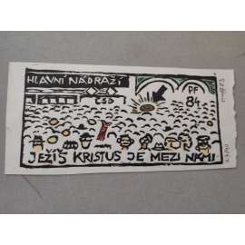 Ondřej Neff (1945) - Hlavní nádraží - kolorovaný linoryt 1983, grafika, signováno