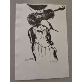 Jaroslav Klápště (1923 - 1999) - Hudebnice - suchá jehla 1992, grafika, signováno