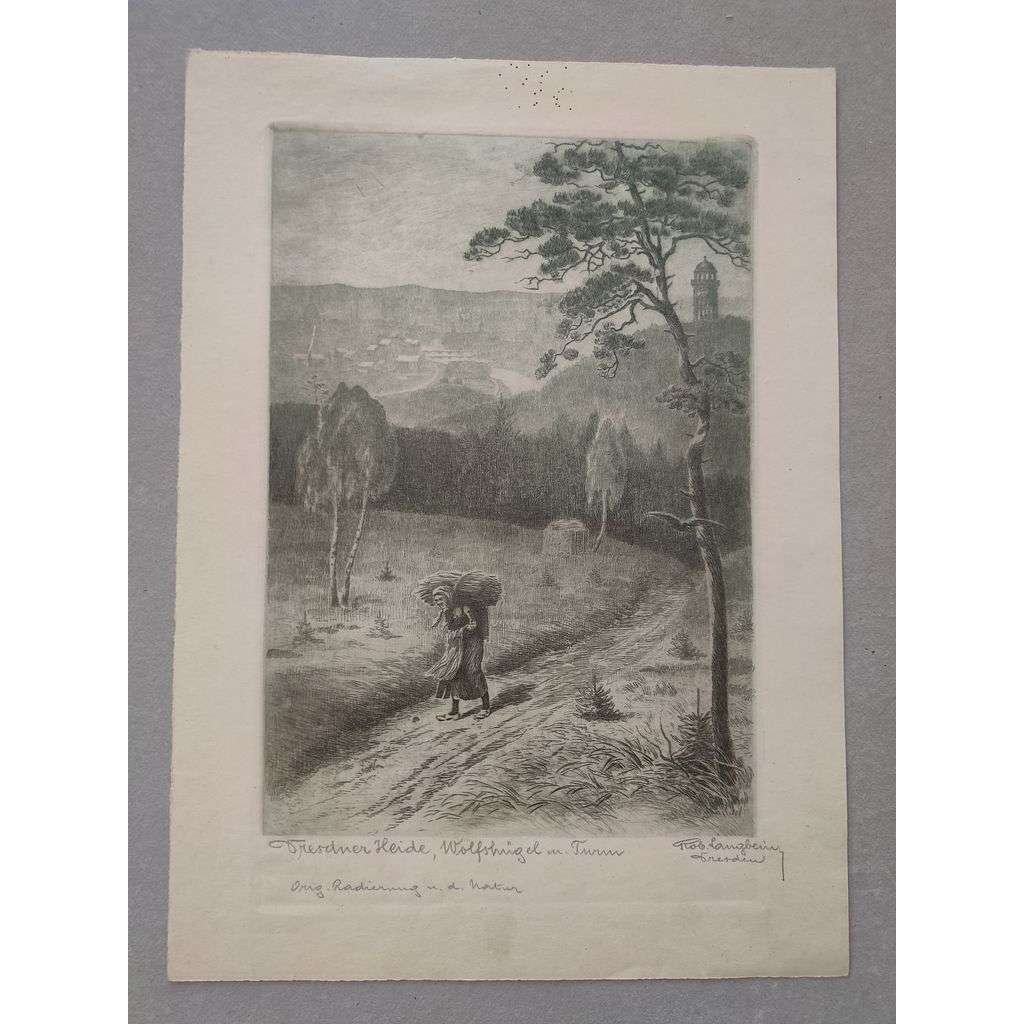 Robert Langbein - Drážďánská vřesoviště (Drážďany) - lept cca 1910, grafika, signováno