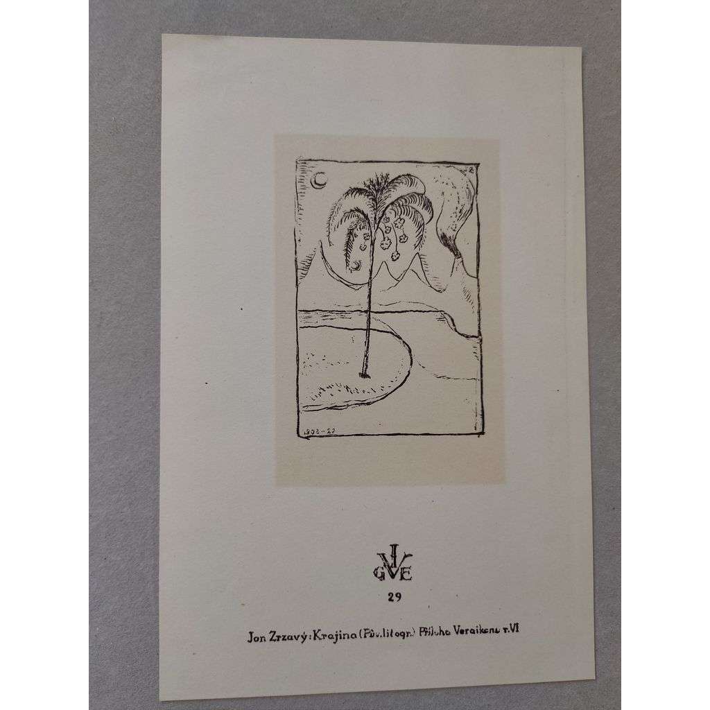 Jan Zrzavý (1890 - 1977) - Krajina (příloha Veraikon) - litografie, grafika, nesignováno
