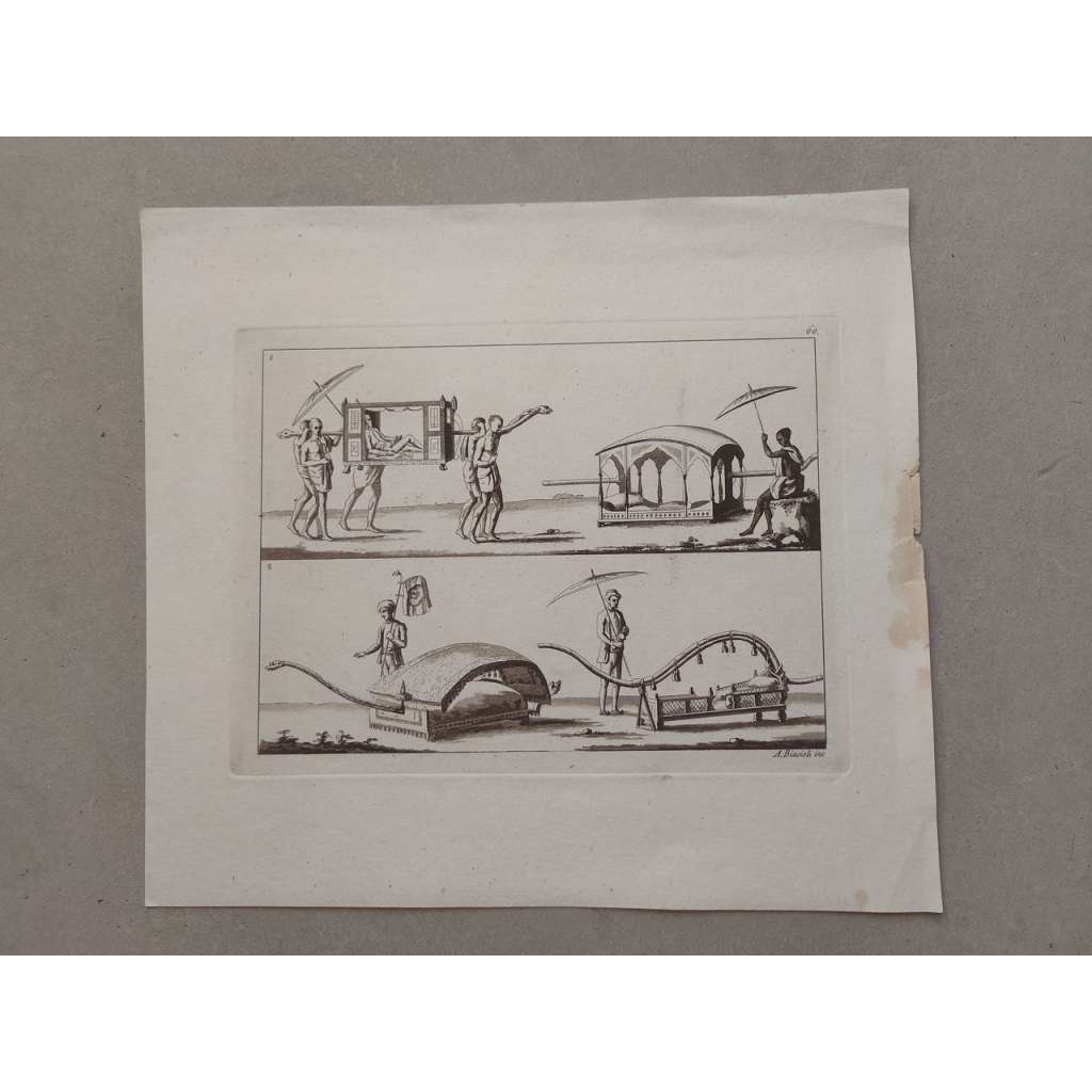 A. Biasioli (1790 - 1930) - Motiv z Indie - akvatintový lept 1827, grafika, nesignováno