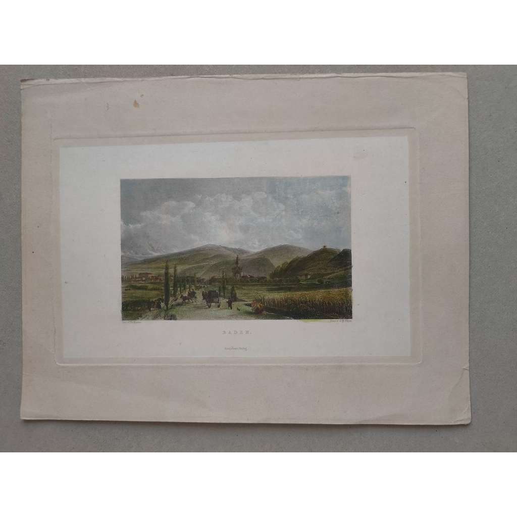 A. H. Payne (1812 - 1902) - Baden, Dolní Rakousko - kolorovaný oceloryt cca 1860, grafika, nesignováno