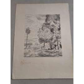 Antonín Majer (1882 - 1963) - Léto u vody - litografie, grafika, signováno