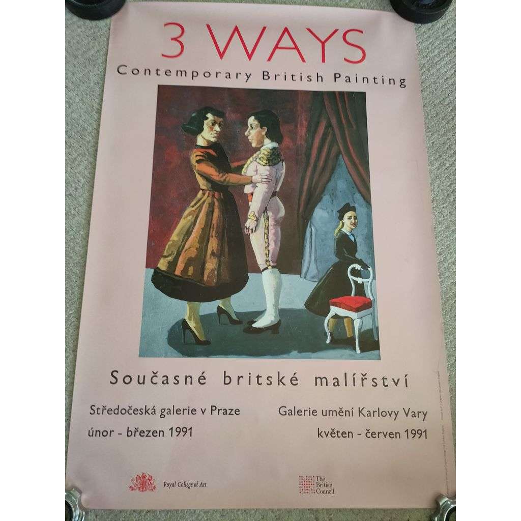 3 Ways - současné britské malířství - Středočeská galerie v Praze - výstava 1991, plakát