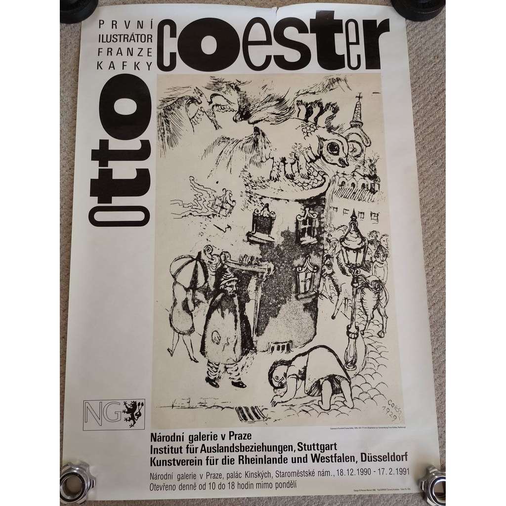 Otto Coester - první ilustrátor Franze Kafky - Národní galerie v Praze - výstava 1990 - 1991, plakát