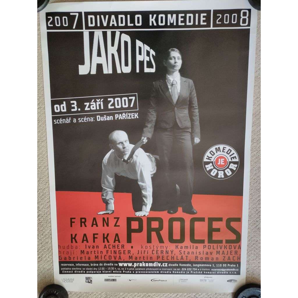 Proces Franz Kafka - Jako pes - Dušan Pařízek - Divadlo Komedie 2007, 2008 - reklamní plakát