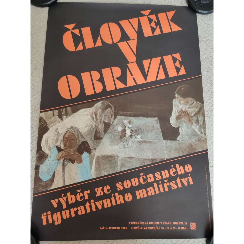 Člověk v obraze - výběr současného figurativního malířství - Středočeská galerie v Praze - výstava umění 1990 - reklamní plakát