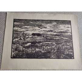Karel Štika (1898 - 1975) - Smutná krajina - dřevoryt 1960, grafika, signováno