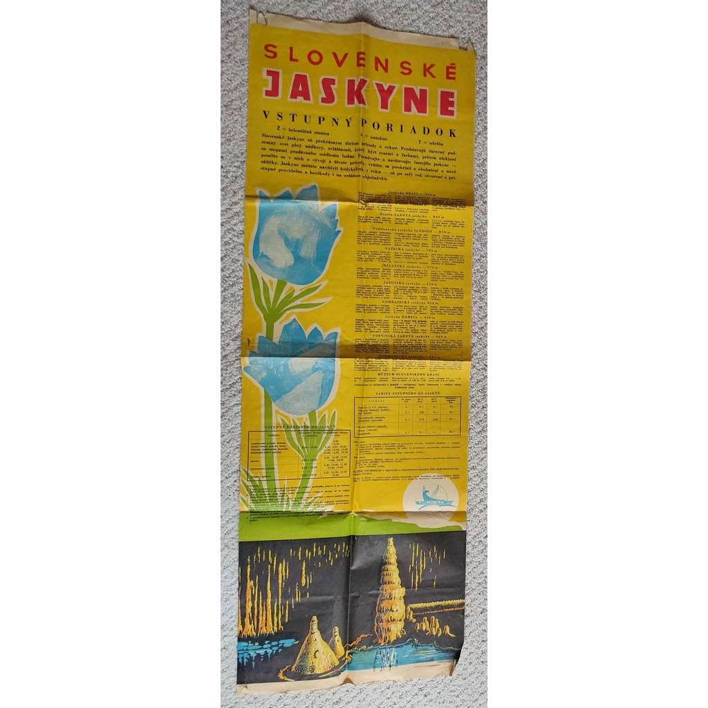 Slovenské jeskyne - vstupný poriadok - jeskyne: Driny, Važecká, Belanská, Jasovská, Gombasecká - reklamní plakát