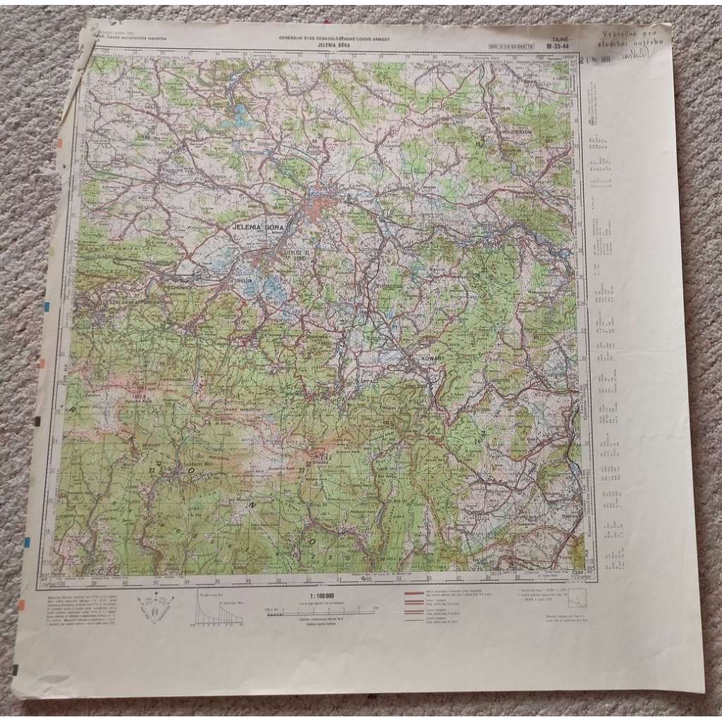 Jelenia Góra [Jelení Hora, Polsko] - měřítko 1:100 000 - mapa