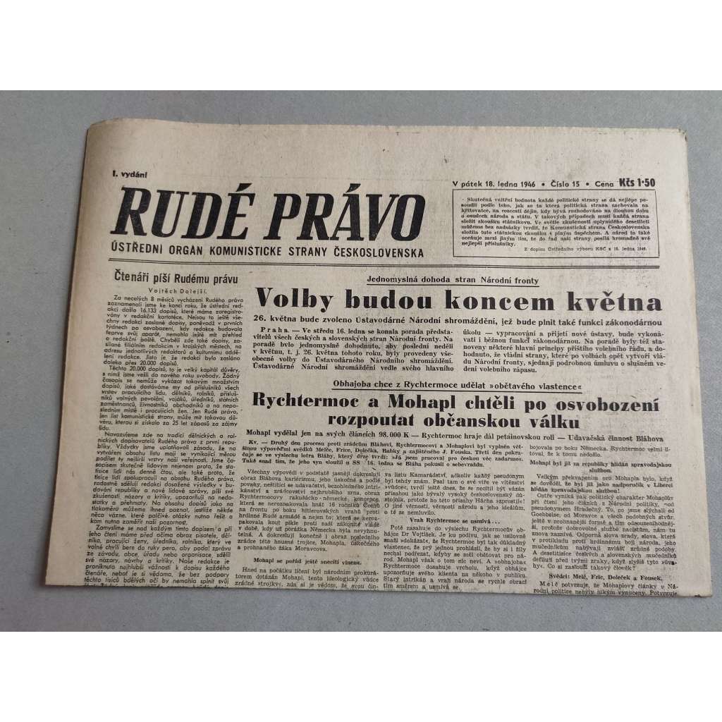 Rudé právo (18.1.1946) - staré noviny