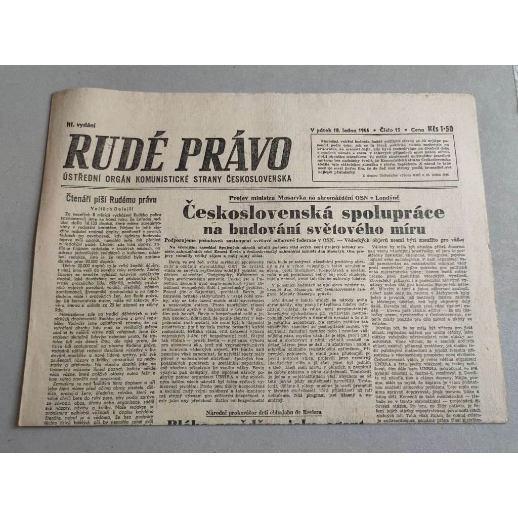 Rudé právo (18.1.1946) - staré noviny