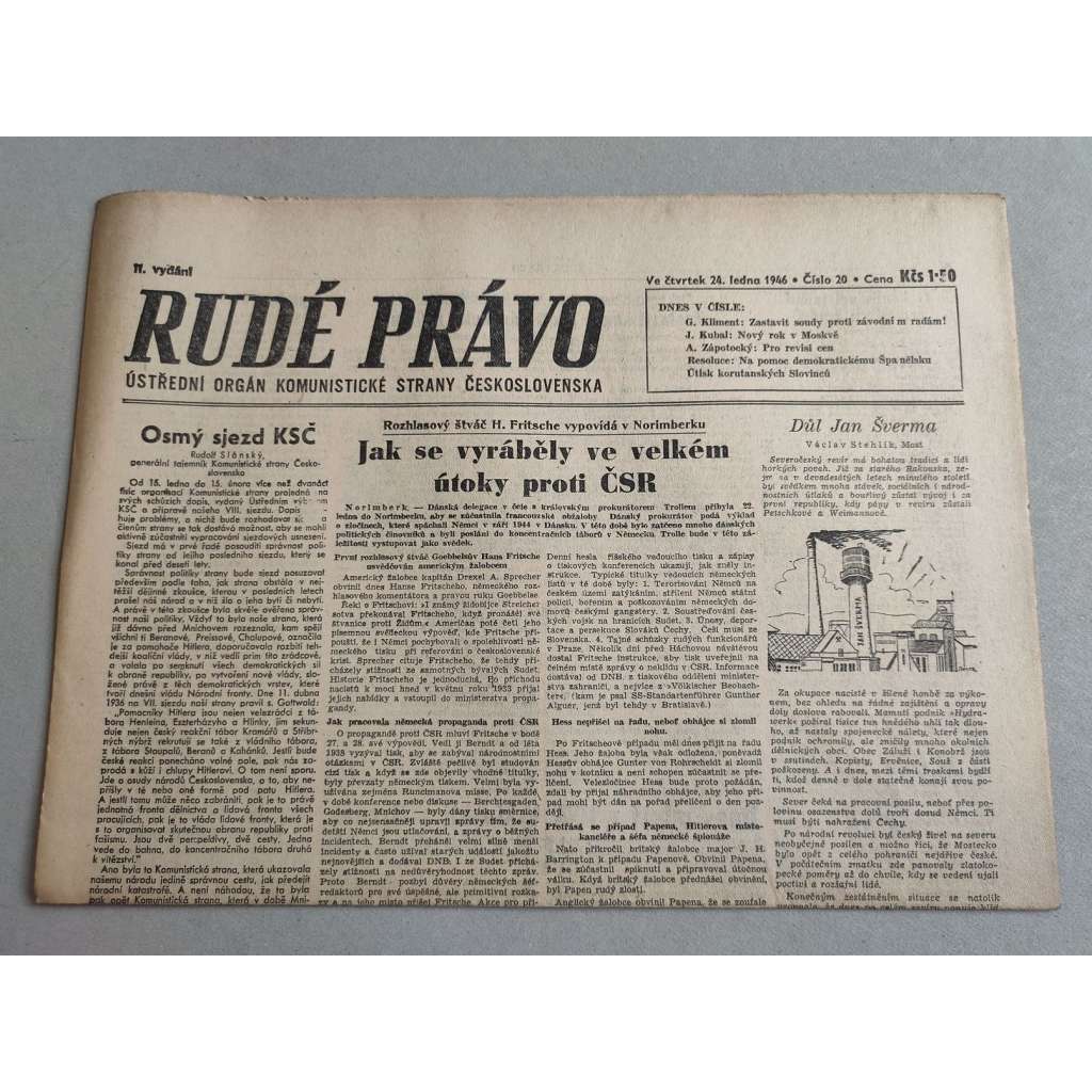 Rudé právo (24.1.1946) - staré noviny