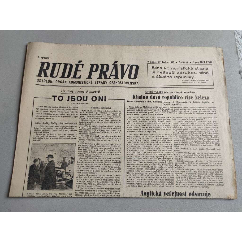 Rudé právo (27.1.1946) - staré noviny